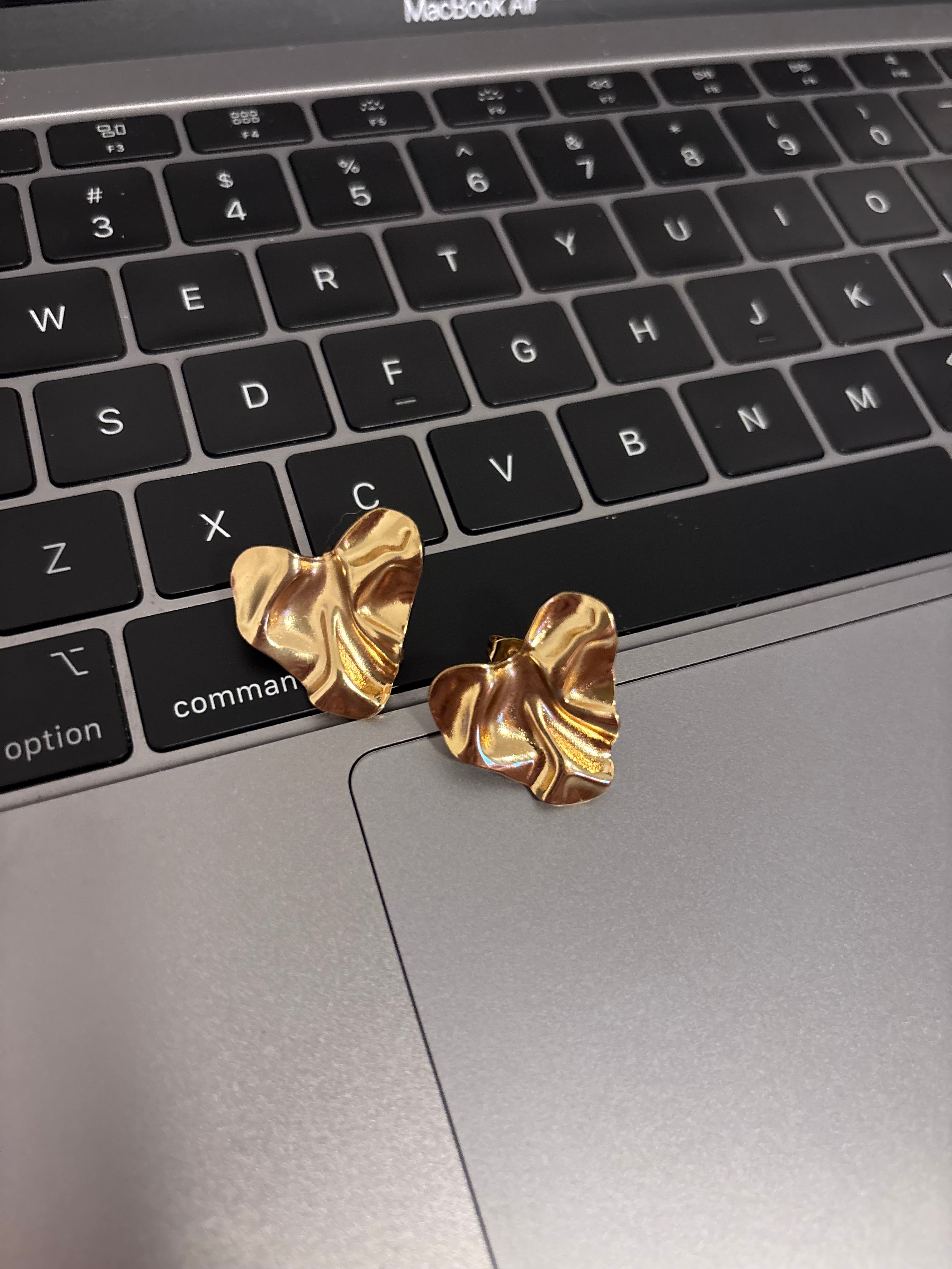 Gold Sculptural Heart Earrings