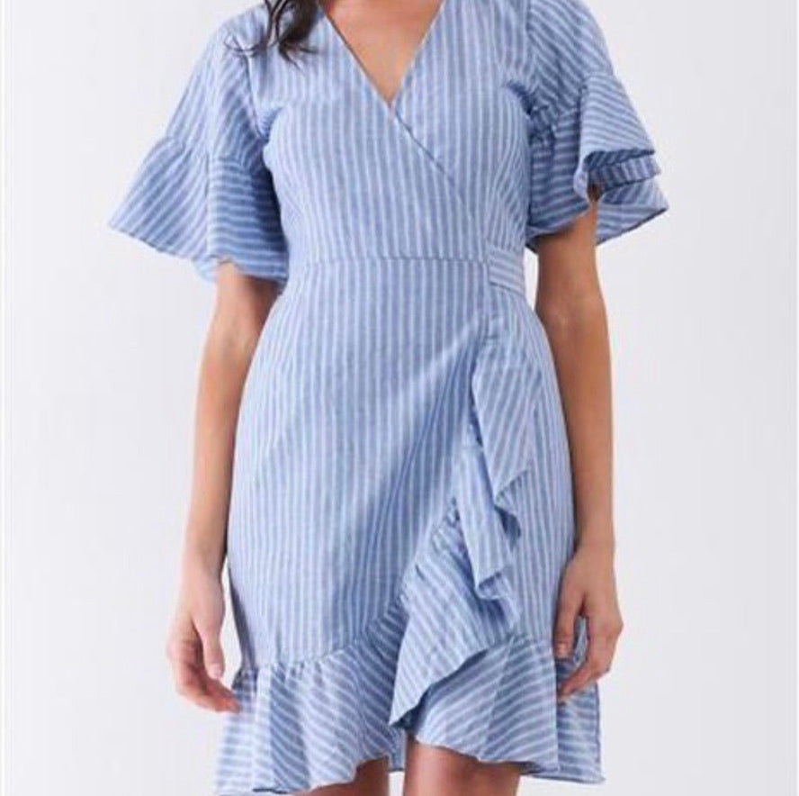 BLUE RUFFLE DRESS